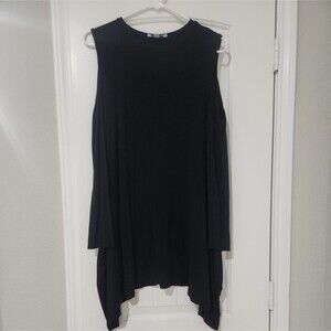 She + Sky Black Cold Shoulder Swing Dress Long Sleeve Loose Tunic M
